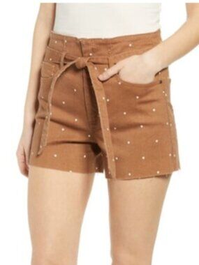 Mine High Waisted Shorts Polka Dots Tie Bow Belt NWOT